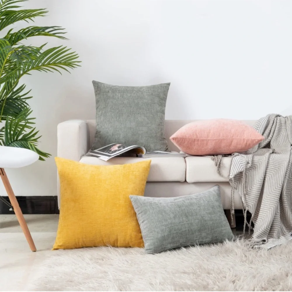 Luxury Home | Elegant Soft Grey Luxe Chenille Textured Throw Pillow Covers